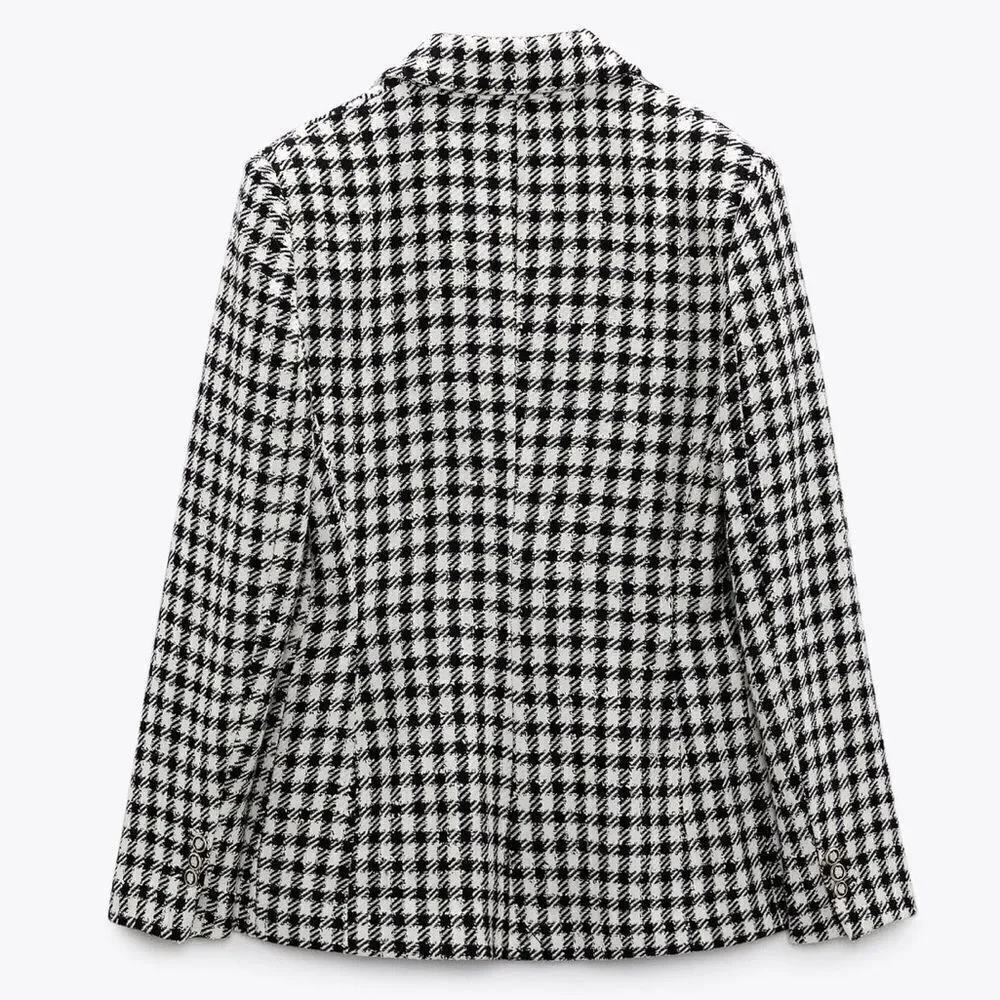 Zara Plaid Double Breasted Blazer New